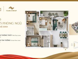 3 phòng ngủ + 2 nhà vệ sinh diện tích 80,4 m2