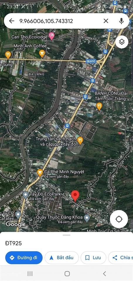 Bán lô đất 2840m2 có 300m2 tc mặt tiền tl925 giáp cần thơ, ql1a vô 500m