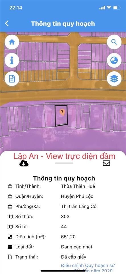 Bán thửa đất view trực diện đầm lập an, có sẵn 600 m2 đất ở  mặt tiền rộng gần 40m  giá đầu tư