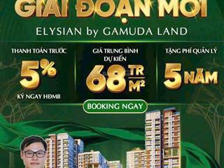 Mở bán đợt cuối cùng rổ hàng đẹp nhất elysian, miễn pql 5 năm, ưu đãi 10% còn 5 suất cuối cùng
