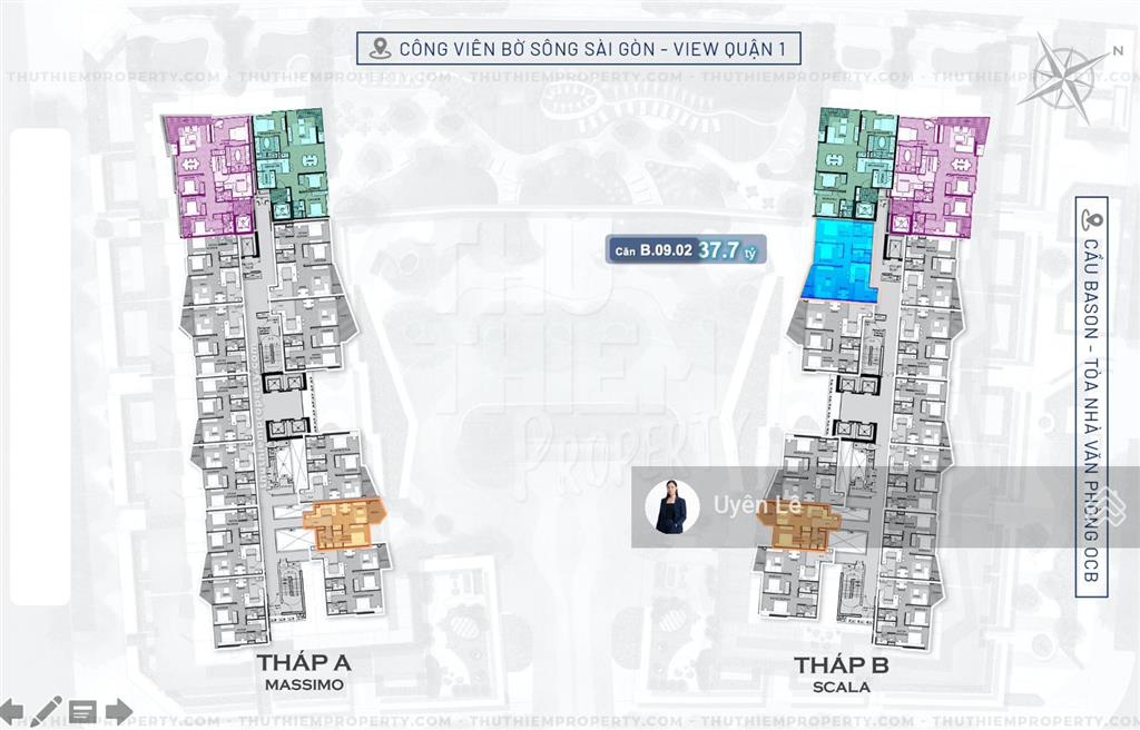 Bán hoa hậu b.02 tại the opera b.09.02 giá bán 42 tỷ all in. view bitexco sông đẹp. ban công dài