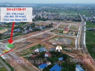 Lô góc shophouse duy nhất đối diện công an đường 30m square city phổ yên, giá 59tr/m2, ck 2%