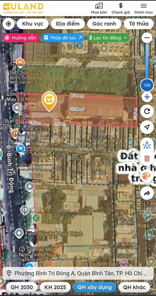 Cần bán gấp mt lê văn quới  bình trị đông, p. btđ, q. bình tân, công nhận 2002m2 giá sốc 75tr/m2