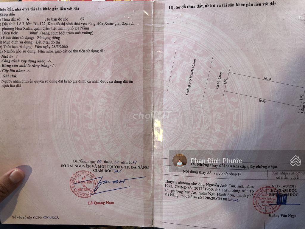 Bán đất đường 10m5 mai chí thọ hòa xuân, đà nẵng