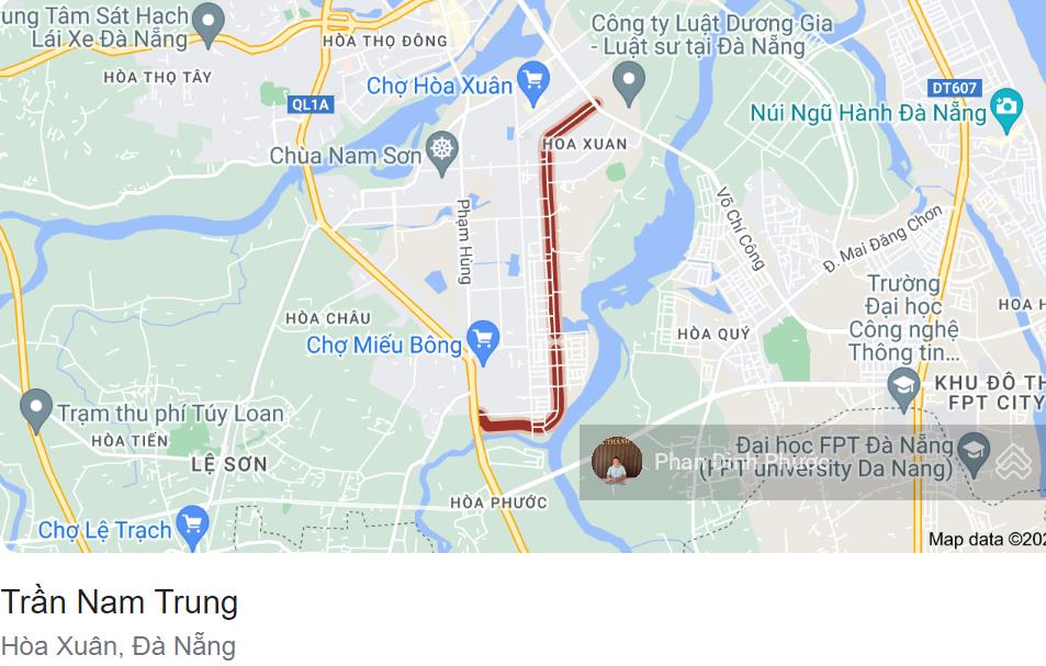 Bán đất mặt tiền đường 15m trần nam trung, hòa xuân, đà nẵng