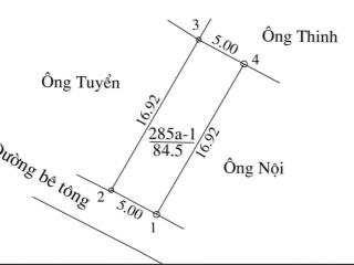 Bán gấp đất mặt tiền 5m, ô tô đỗ cửa, gần kcn dt82 diện tích 84,5m², giá tốt chỉ 43tr/m2
