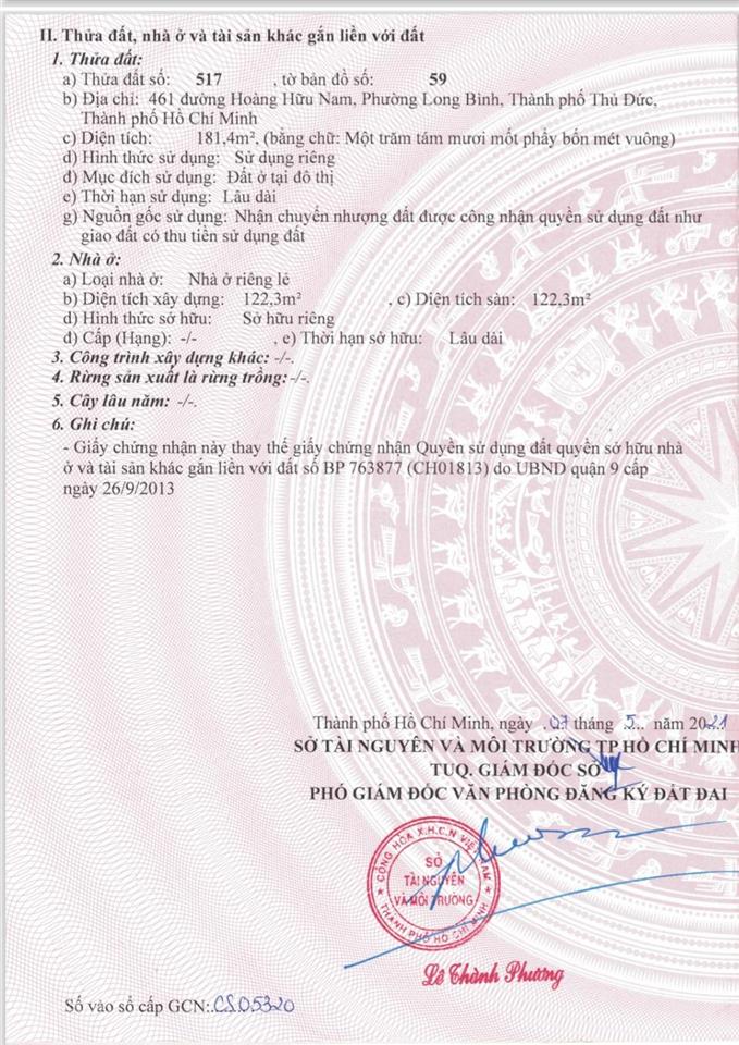 Chủ cần tiền nên bán gấp căn nhà cấp 4 mặt tiền đường hoàng hữu nam, tp. thủ đức. 0913 121 ***
