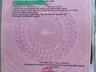 Bán đất mặt tiền đường nhựa  diên phước (diên thọ)