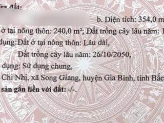 Bán đất nền 354m2, 2,5 tỷ tại xã song giang, gia bình, bắc ninh