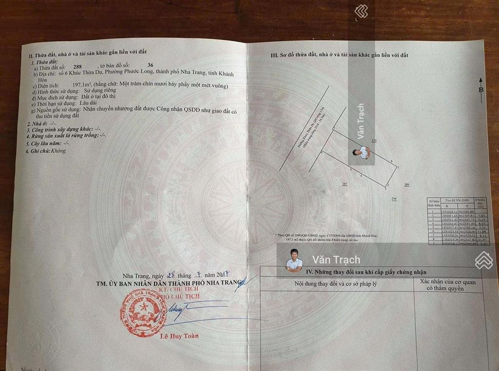 Bán đất tại khúc thừa dụ phước long nha trang cách biển 1km 197 m2, mặt tiền 8.11m