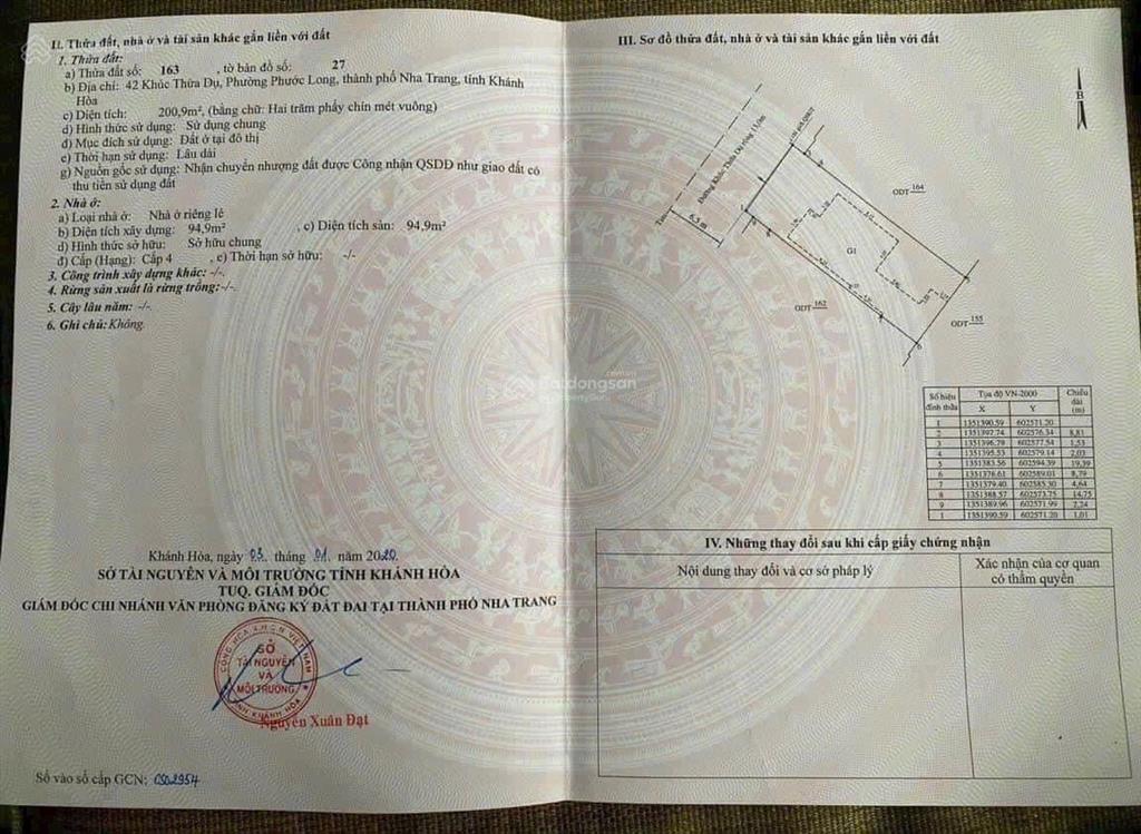 Bán lô đất nền mặt tiền khúc thừa dụ phước long nha trang ngang 8.8m hướng tây bắc gần biển