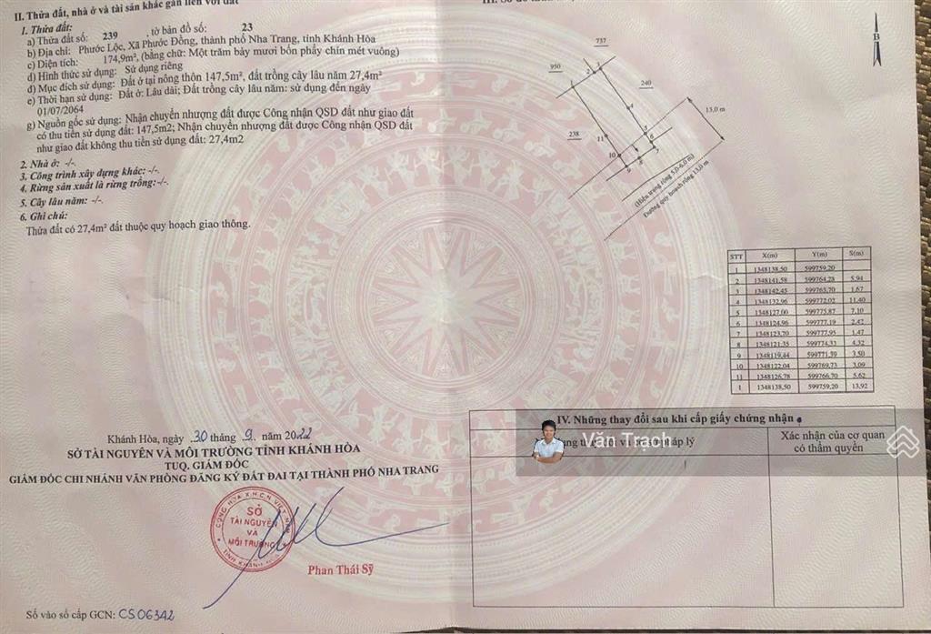 Bán đất mặt tiền la văn cầu phước đồng nha trang khánh hoà hướng đông nam ngang 7,8m đường thông