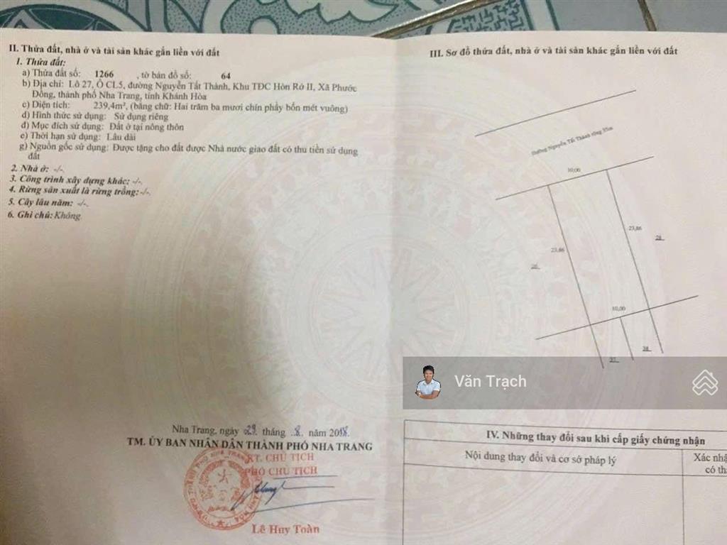 Chủ gửi bán lô mặt tiền nguyễn tất thành, hòn rớ 2, phước đồng, nha trang ngang 10m sổ riêng