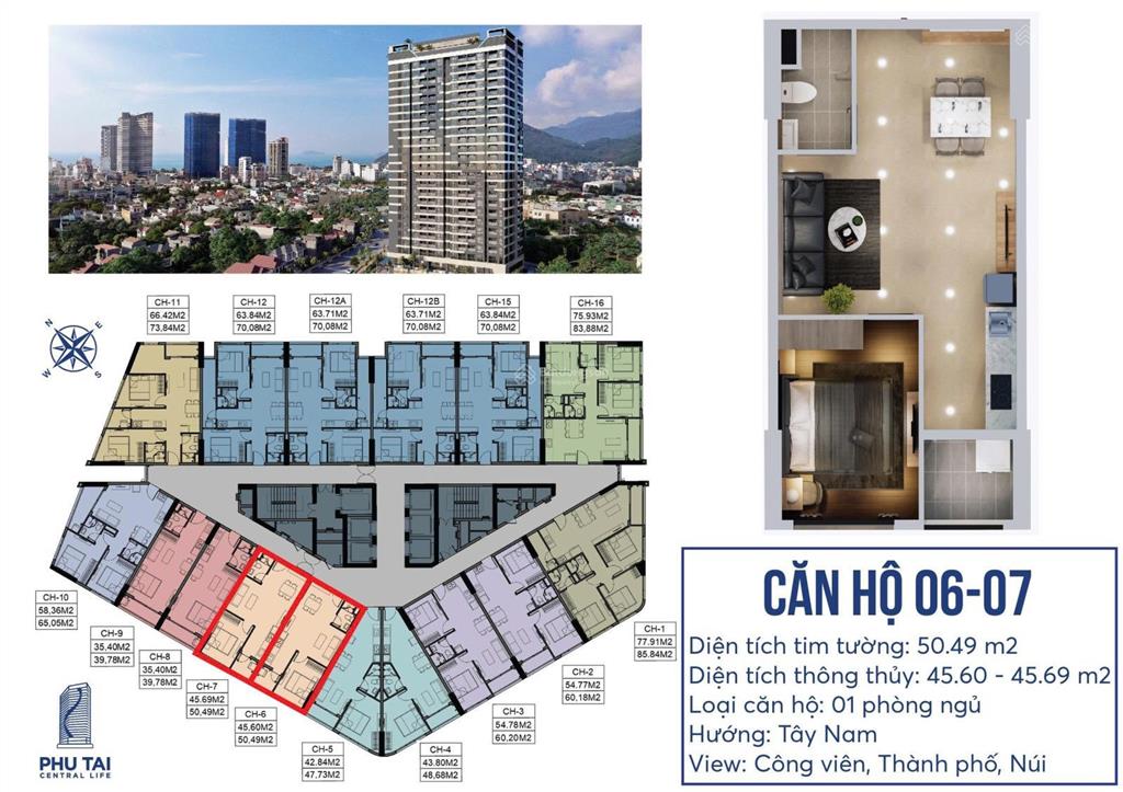 Bán căn hộ phú tài central life quy nhơn từ 1.2tỷ  1pn  3pn 35  83m2 0934 604 ***