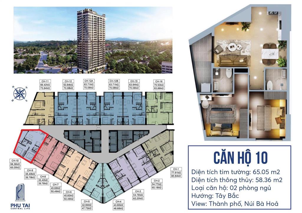 Bán căn hộ phú tài central life quy nhơn từ 1.2tỷ  1pn  3pn 35  83m2 0934 604 ***