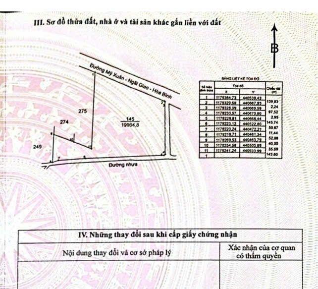 Cần bán 2 ha đất 3 mặt đường, mặt tiền mỹ xuân ngãi giao, 447m mặt đường