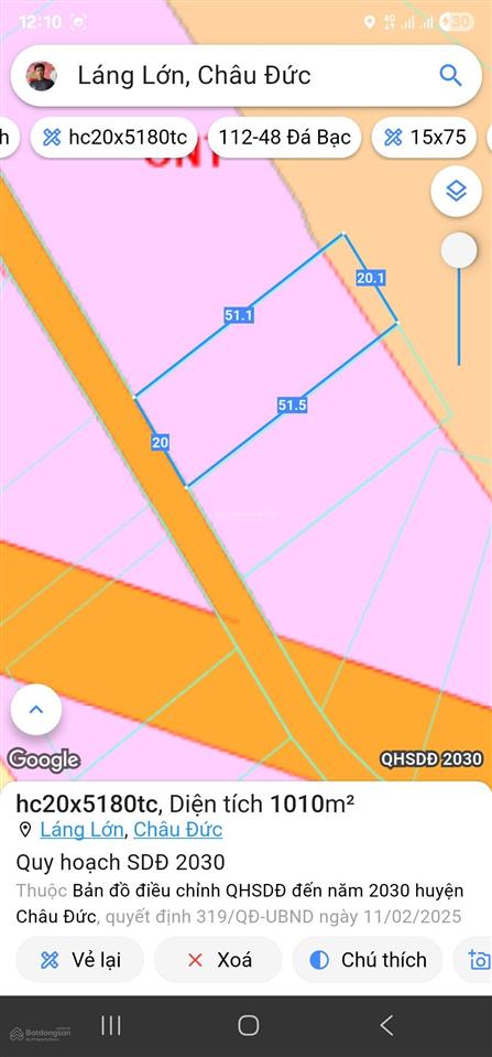 Đất láng lớn, cách võ văn kiệt 100m, 20x51,80m, thổ cư, đường nhựa