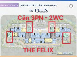 Giỏ hàng căn 3pn2wc, diện tích 85m2 dự án the felix giá chủ đầu tư, chỉ từ 3 tỷ 079 chiết khấu 3%