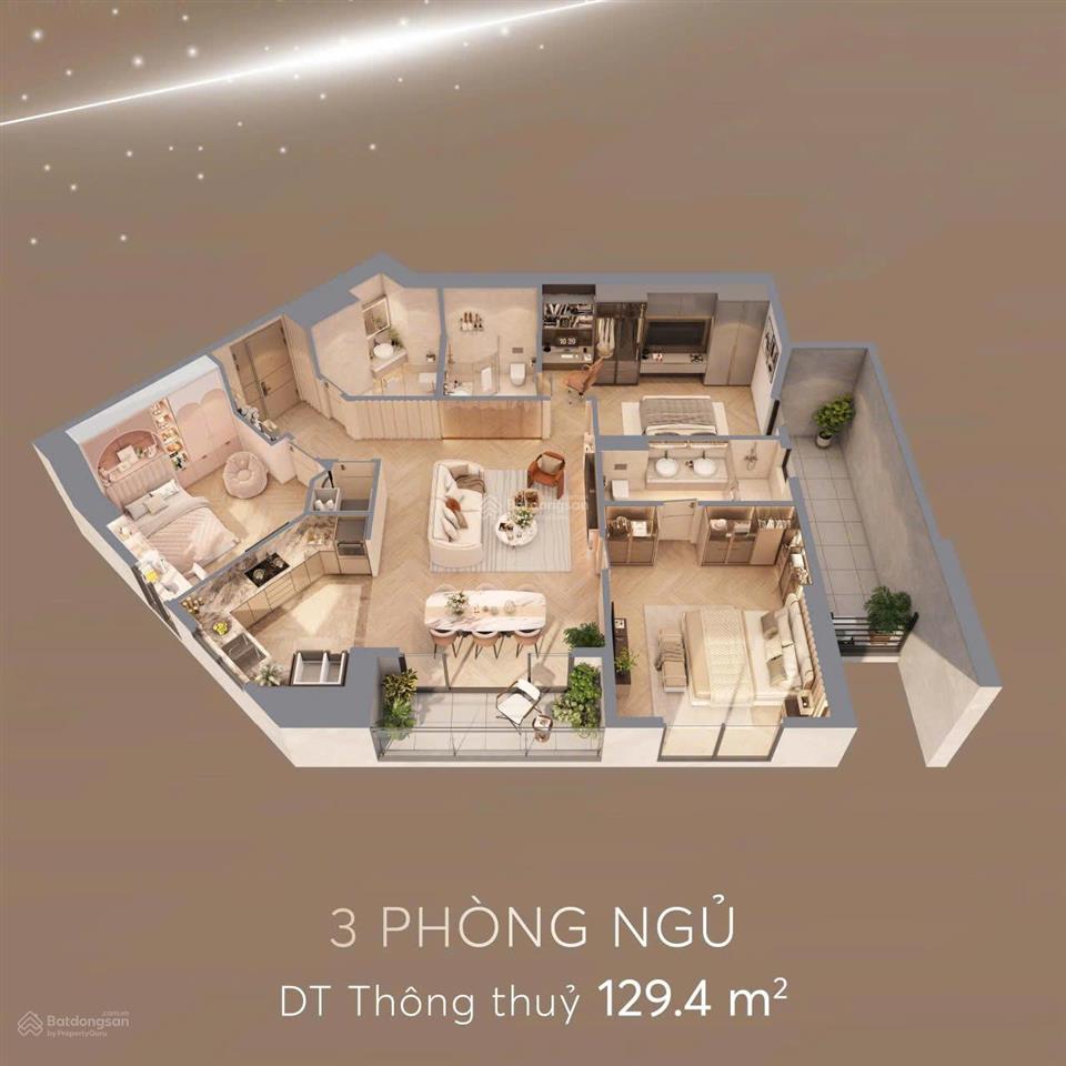 Căn 3pn 3vs diện tích 124.4m2 bàn giao nội thất cao cấp cđt tân hoàng minh giá chỉ 76tr/m2