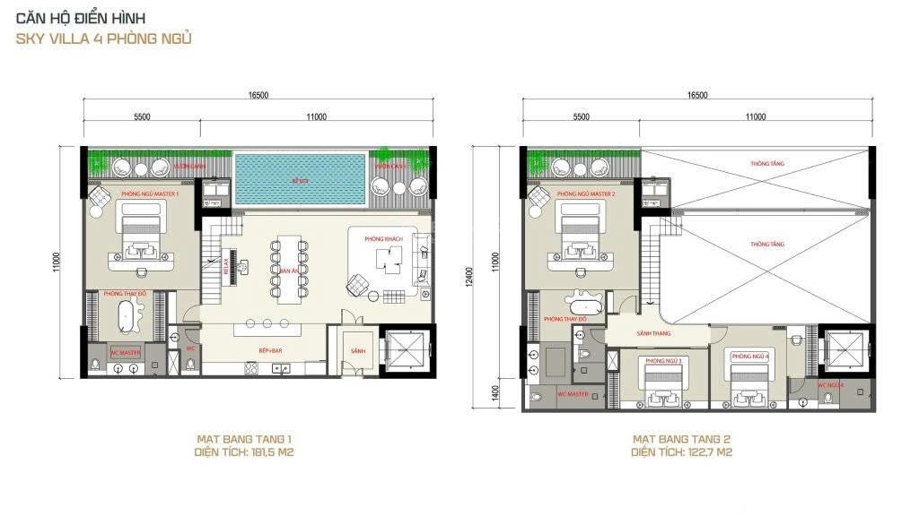 Noble crystal long biên duplex 98m2 bể bơi thang máy riêng từng căn 148tr/m2