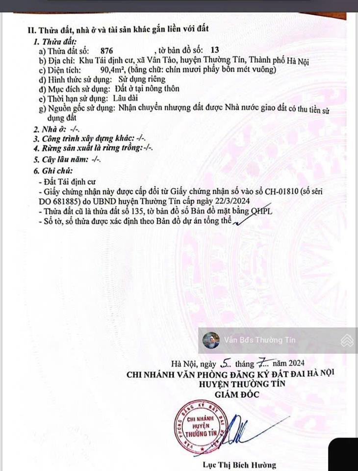 Siêu phẩm đất tái định cư xâm động thường tín view vành đai 4 dt 90,4m² mt 5m  chào  11x triệu/m²