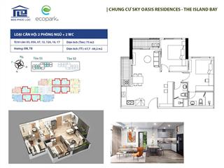 Bán chcc 2pn 2wc tòa s2 sky oasis ecopark hưng yên, dt 68m2 hướng đn, giá tốt,  0913 969 ***
