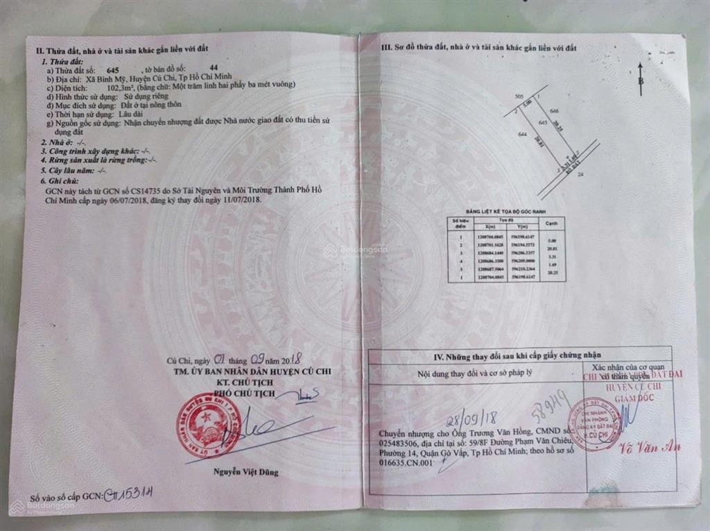 Bán đất sổ hồng riêng giá rẻ tại xã bình mỹ, tp. hồ chí minh diện tích 5x20m