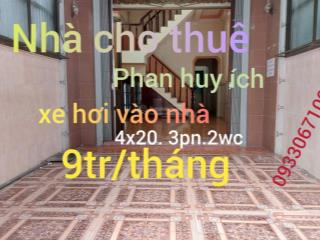 Cho thuê nr 80m2, 3pn, 2wc tại phan huy ích, gò vấp, hcm, giá ưu đãi 9 triệu vnd