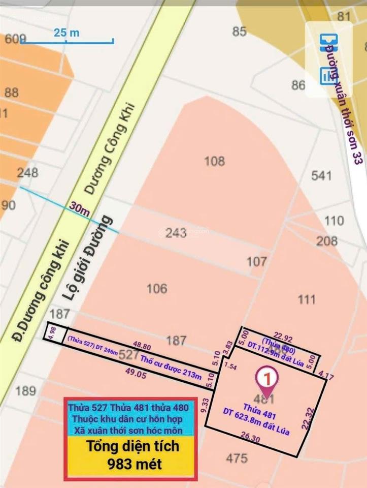 Cần bán lô đất mặt tiền đường dương công khi, cách đường nguyễn văn bứa 100m