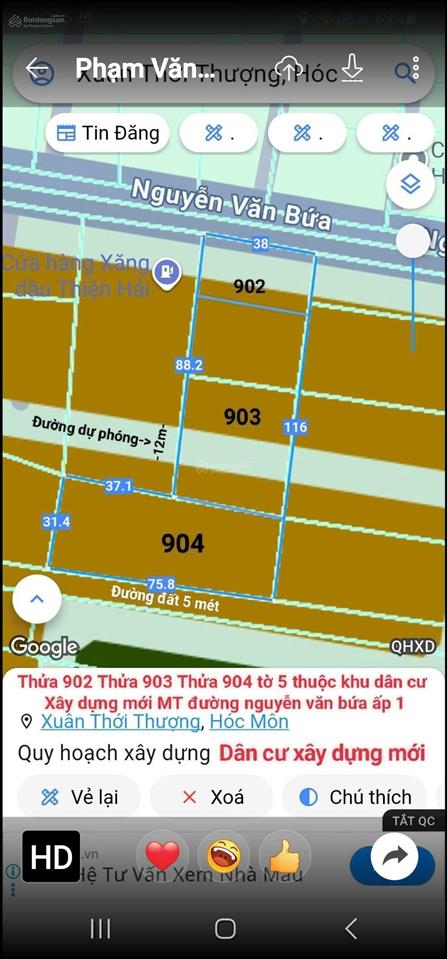 Cần bán lô đất mặt tiền đường nguyễn văn bứa, xã xuân thới thượng, hóc môn, tphcm, đt 5233m2