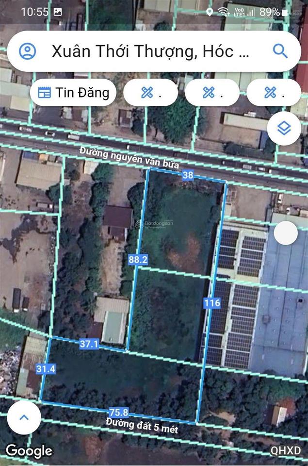 Cần bán lô đất mặt tiền đường nguyễn văn bứa, xã xuân thới thượng, hóc môn, tphcm, đt 5233m2
