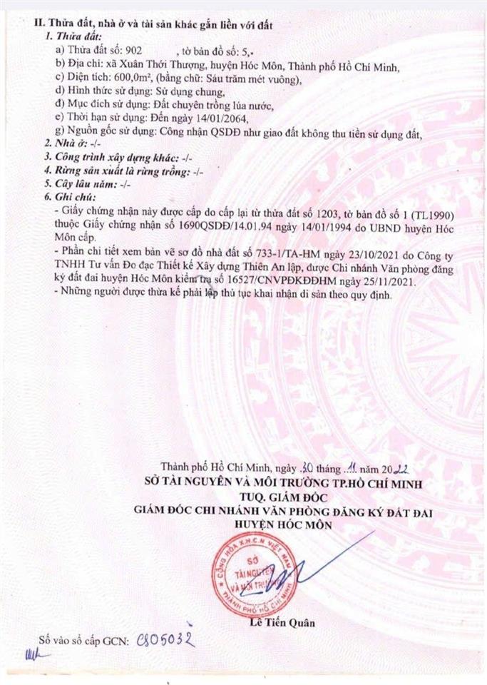 Cần bán lô đất mặt tiền đường nguyễn văn bứa, xã xuân thới thượng, hóc môn, tphcm, đt 5233m2