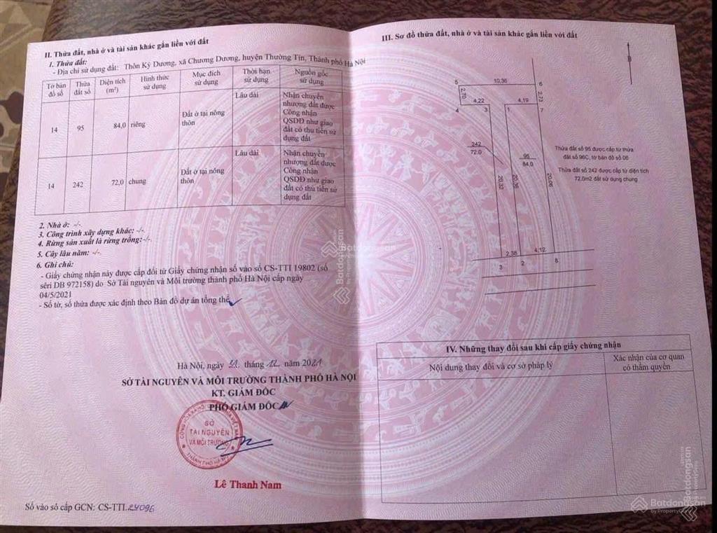 Bán lô góc 4 mặt thoáng xã chương dương thường tín