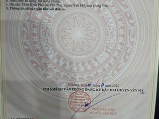 Bán 110m2 đất tại yên mỹ mặt tiền 11m đất vuông, giá chỉ 1xtr/m2