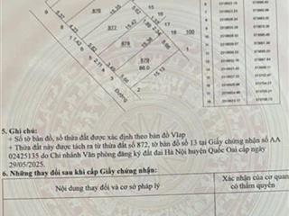 Bán đất 86m2 tại xã hưng đạo, quốc oai, hà nội, giá thỏa thuận