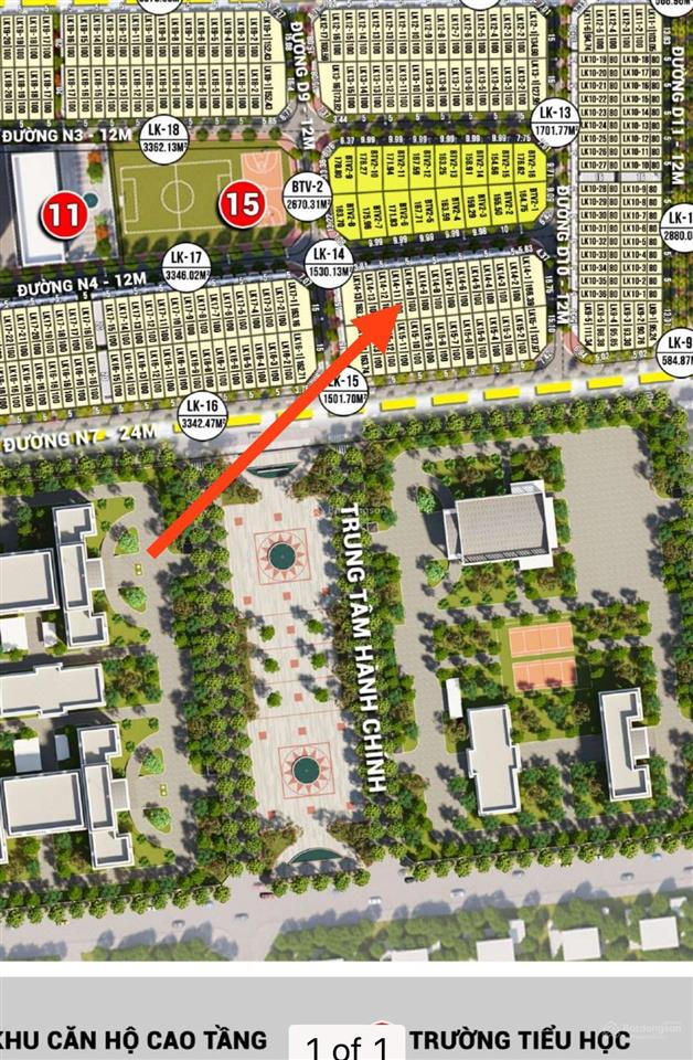 Nền vị trí đẹp 100m2, cách trung tâm hành chính mới chỉ 50m