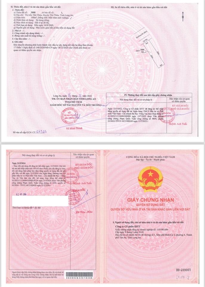 Nền 100m2 đối diện sân thể thao, cách tthc xã thủ thừa chỉ 50m