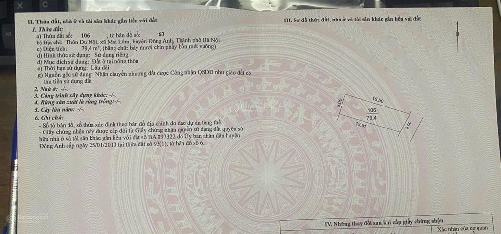 Bán nhanh mảnh đất cực đẹp giá siêu hời tại du nội, mai lâm, đông anh, hà nội