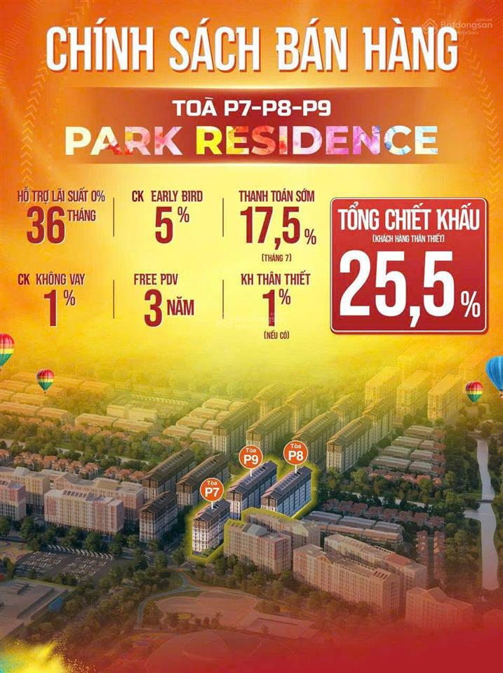 Park residence đối diện sunworld giá chỉ từ 1 tỷ 2 chiết khấu 25%