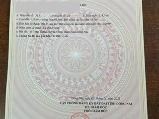 Chủ cần bán 118m2 sổ riêng + thổ cư cách đường hùng vương 50m