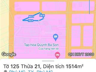 Gấp ngộp 1500m2 (150tc), 10 tr/m2  mt đường đất 9m ngay ubnd tp phú mỹ  0913 646 ***