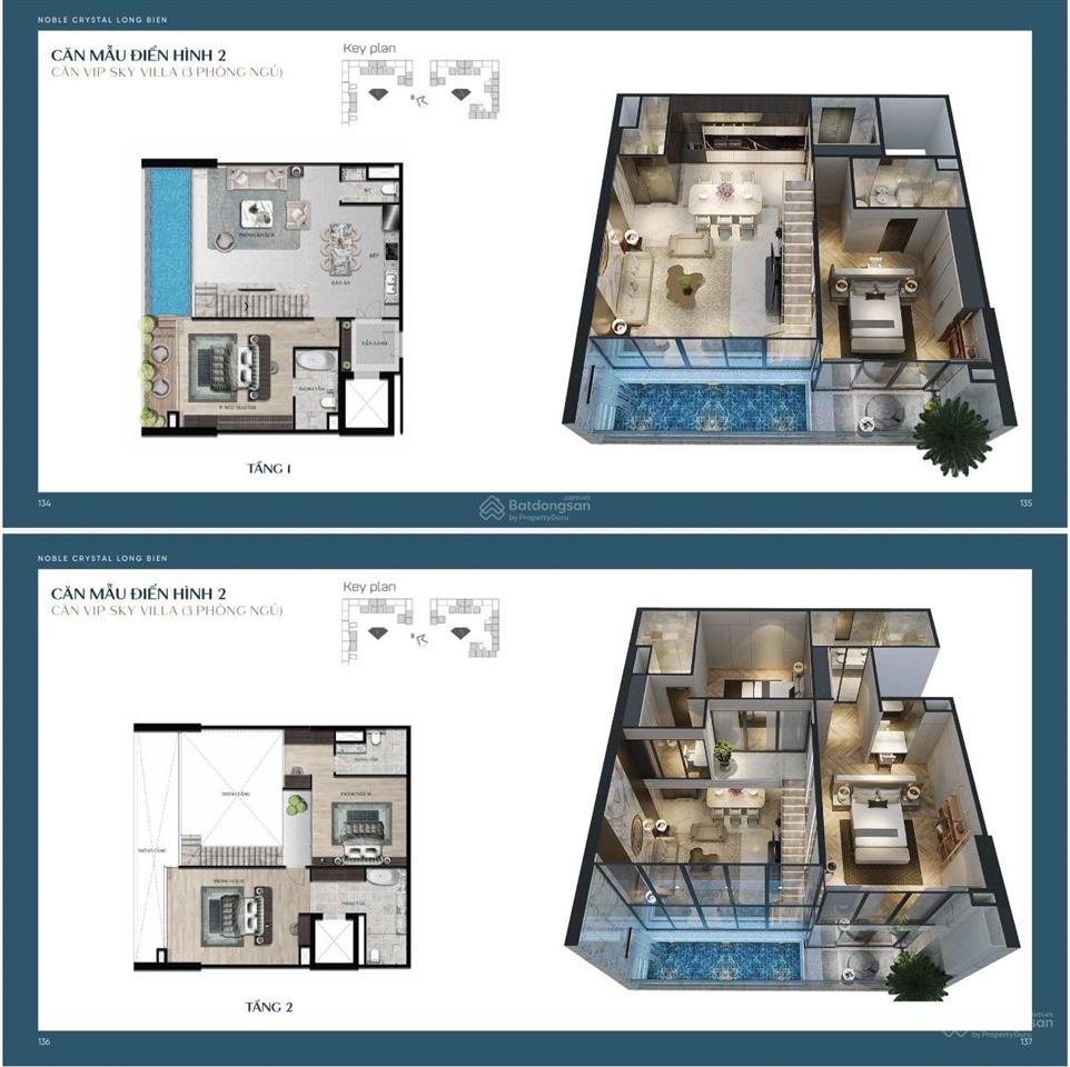 Sky villa noble crystal  trực tiếp cđt, ck 6%, quà tặng 1.2 tỷ. giá 150tr/m2