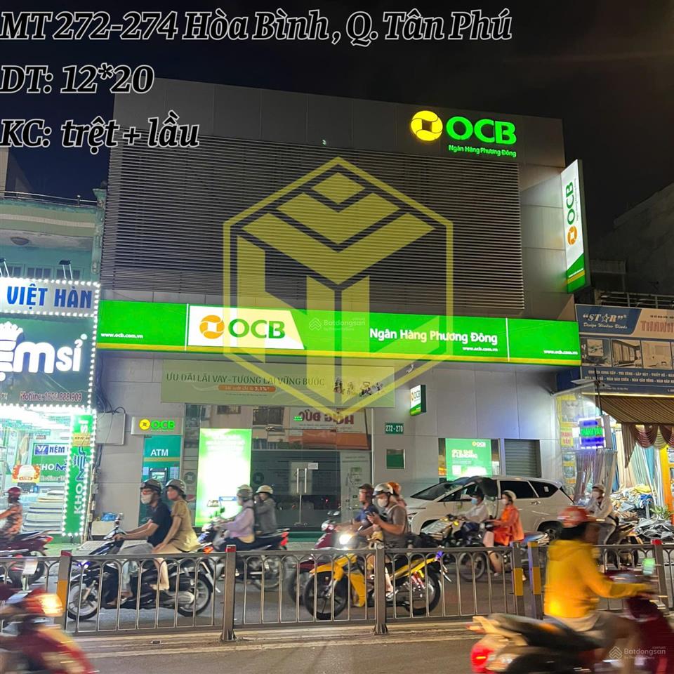 Siêu phẩm góc 2mt hoà bình 12m * 25m trệt + lầu trống suốt vị trí đẹp nhận diện thương hiệu tốt