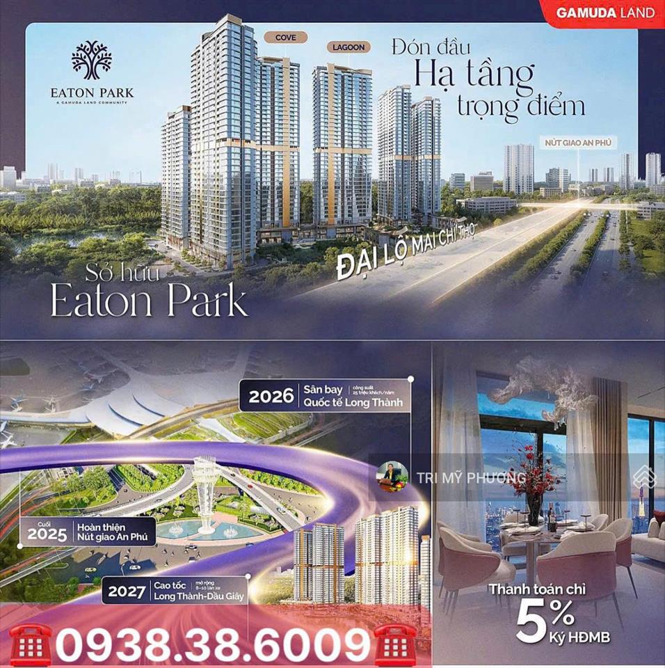Eaton park  bán căn hộ 3 phòng ngủ góc view pháo hoa quận 1, slot oto định danh riêng, gamuda land