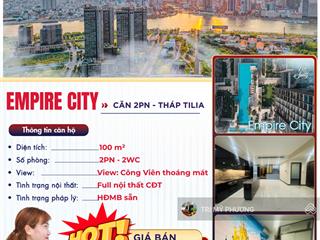 Empire city  ko thể bỏ lỡ  căn góc 2pn  giá bán tốt nhất tháp tilia  100m2  giá 19 tỷ, all in
