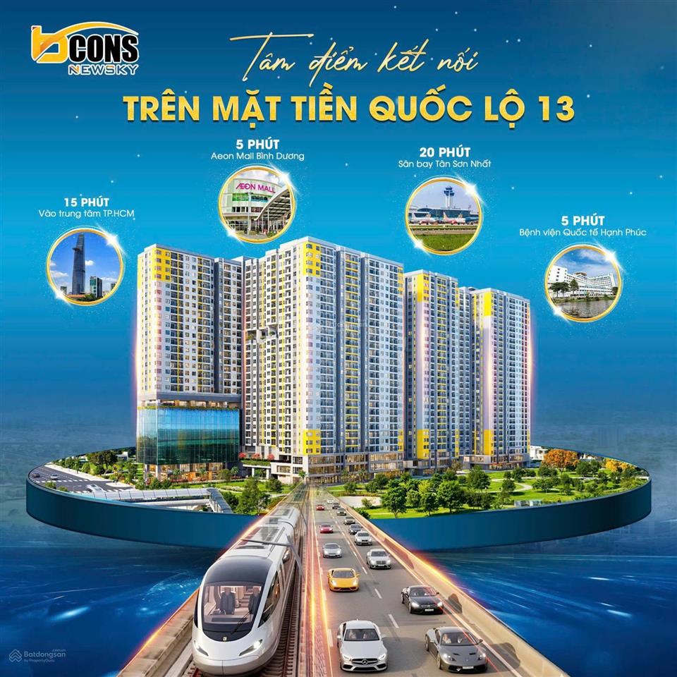 Hot! bcons newsky giá chỉ 3,268 tỷ mặt tiền ql13, 2pn2wc, ck 5,65%, miễn phí 2 năm phí quản lí