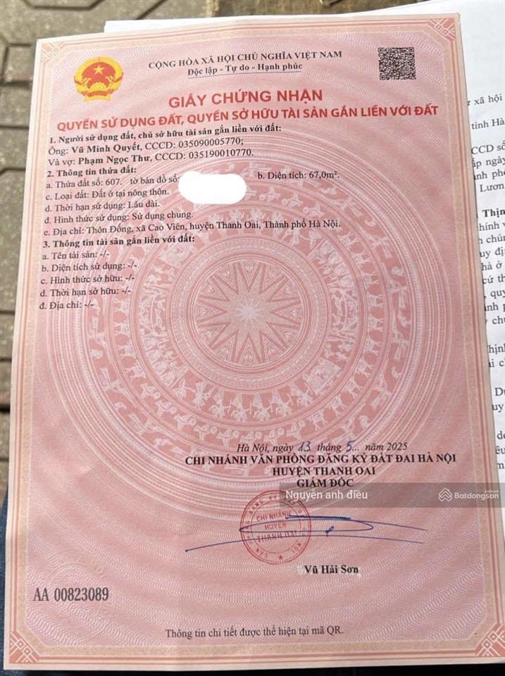 Bán đất thôn đống cao viên huyện thanh oai