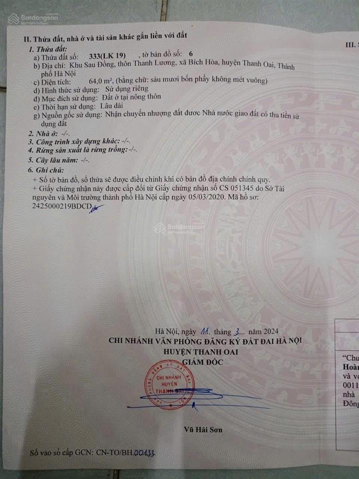 Bán đất đấu giá thanh lương bích hoà huyện thanh oai