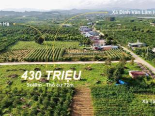 Chính chủ cần bán đất tại đinh văn lâm hà 430 triệu sở hữu 200m² sẵn 72m thổ cư sổ riêng