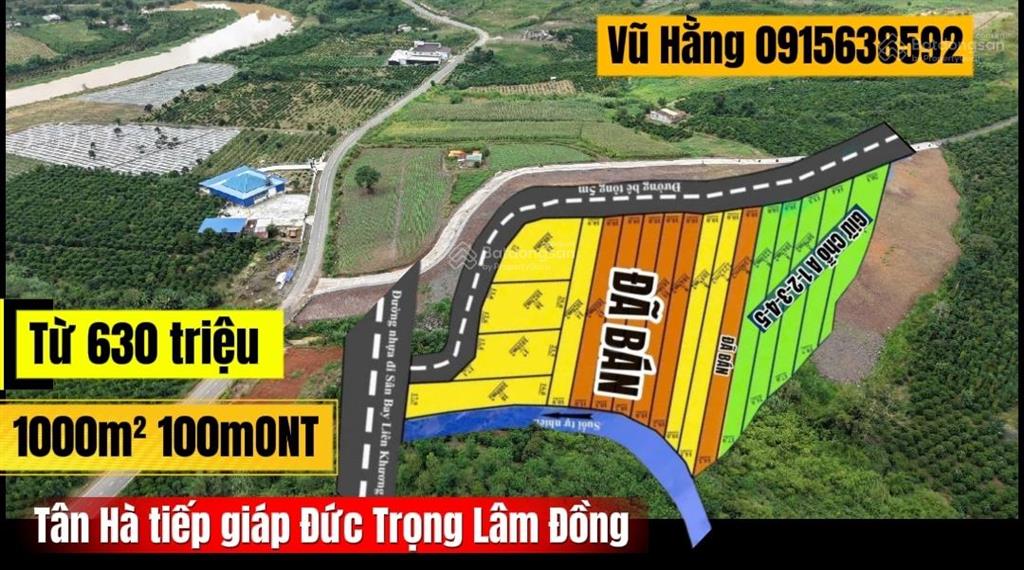 Bán đất 1000m² 100m thổ cư tại tân hà lâm hà đầu tư nghỉ dưỡng ven đà lạt chỉ từ 630 triệu